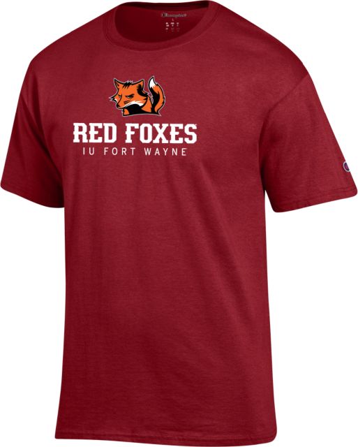 Indiana Champion T Shirt IU Fort Wayne Red Foxes with Mascot Stacked - ONLINE ONLY